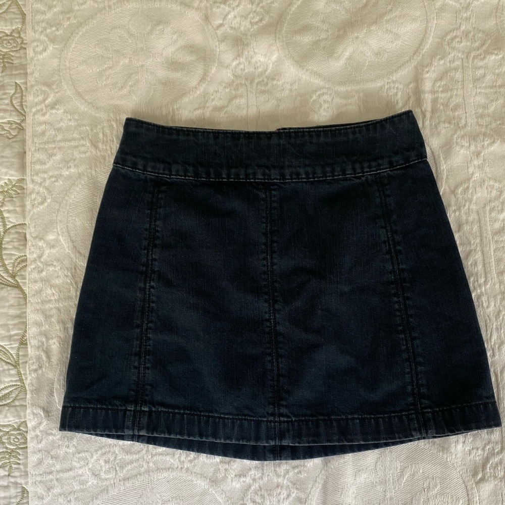 Black Denim Free People Mini Skirt